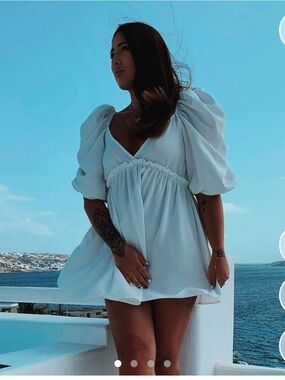 Effortless White Puff-Sleeve Mini Dress